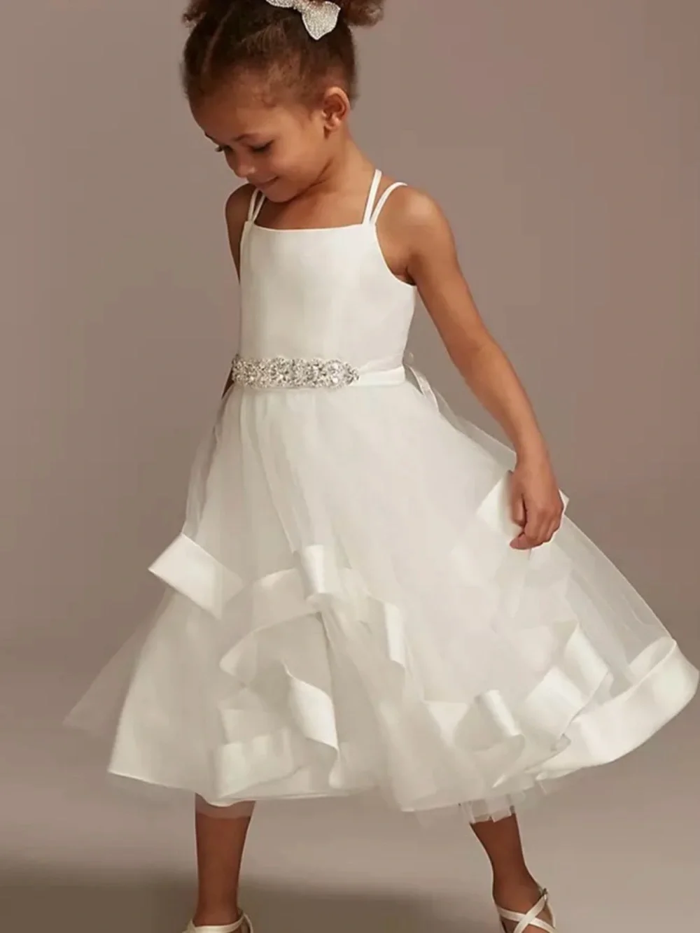 David's Bridal White Satin-Look Dress Label - Picture 1 of 5